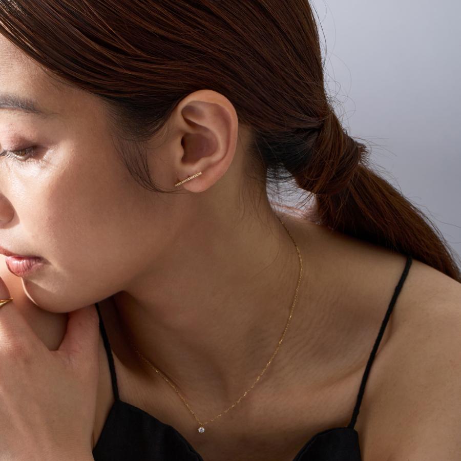 ダイヤモンド バー ピアス レディース k18 k10 pt900 ゴールド 片耳 ギフト プレゼント  Bar Diamond Pierce M | Avaron | 06