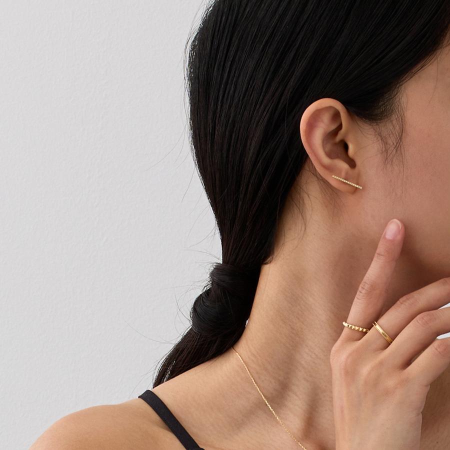 ダイヤモンド バー ピアス レディース k18 k10 pt900 ゴールド 片耳 ギフト プレゼント  Bar Diamond Pierce M | Avaron | 08