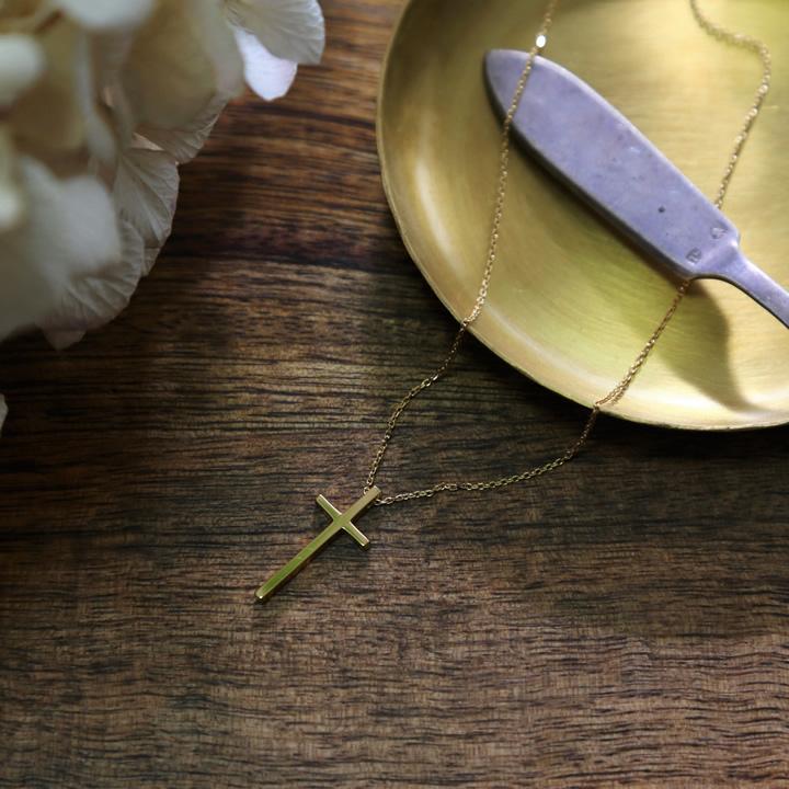 ゴールド クロス ネックレス K10 K18 Pt900 ゴールド プラチナ レディース 細身 シンプル ギフト プレゼント  Bullion Necklace | Avaron | 15