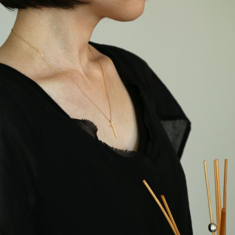 ゴールド クロス ネックレス K10 K18 Pt900 ゴールド プラチナ レディース 細身 シンプル ギフト プレゼント  Bullion Necklace | Avaron | 09