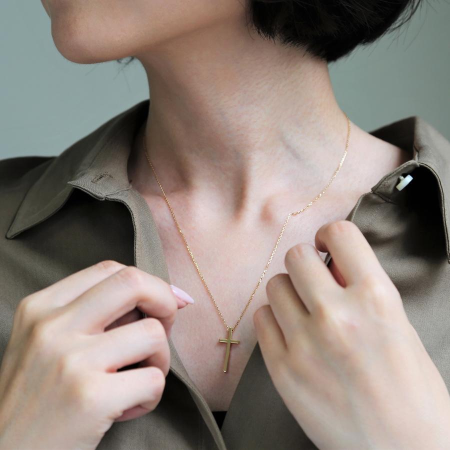 ゴールド クロス ネックレス K10 K18 Pt900 ゴールド プラチナ レディース 細身 シンプル ギフト プレゼント  Bullion Necklace | Avaron | 10