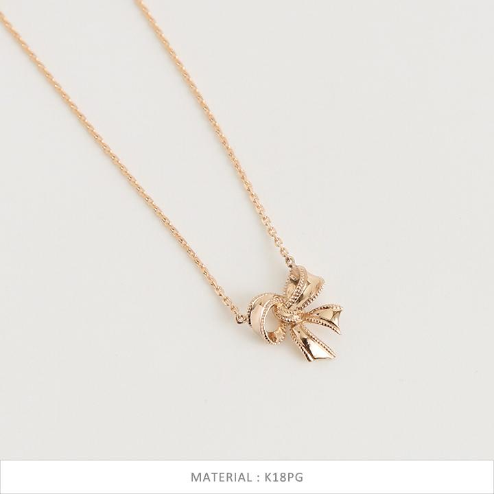 リボン ネックレス K10 K18 Pt900 ゴールド プラチナ レディース ギフト プレゼント  Ribbon Necklace | Avaron | 08