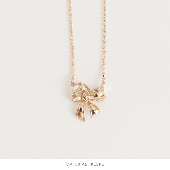 リボン ネックレス K10 K18 Pt900 ゴールド プラチナ レディース ギフト プレゼント  Ribbon Necklace | Avaron | 09