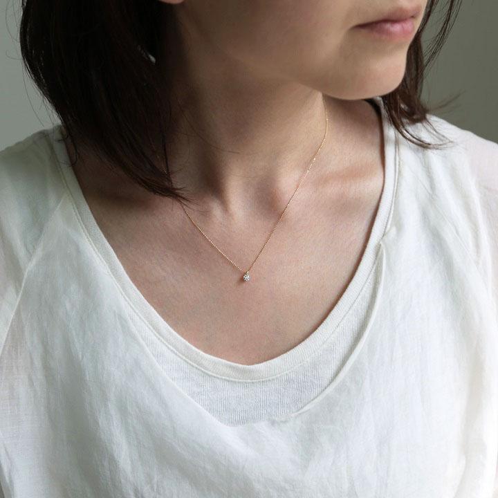 Avaron 一粒 ダイヤモンド 0.15ct ネックレス レディース 一粒ダイヤ  