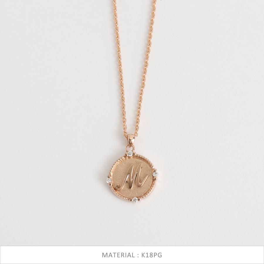 Avaron（アヴァロン） イニシャル コイン ダイヤモンド ネックレス
