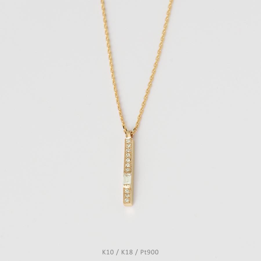 PT850バゲットカットダイヤモンド ネックレス Avaron（アヴァロン） バゲットカット ダイヤモンド バー ネックレス