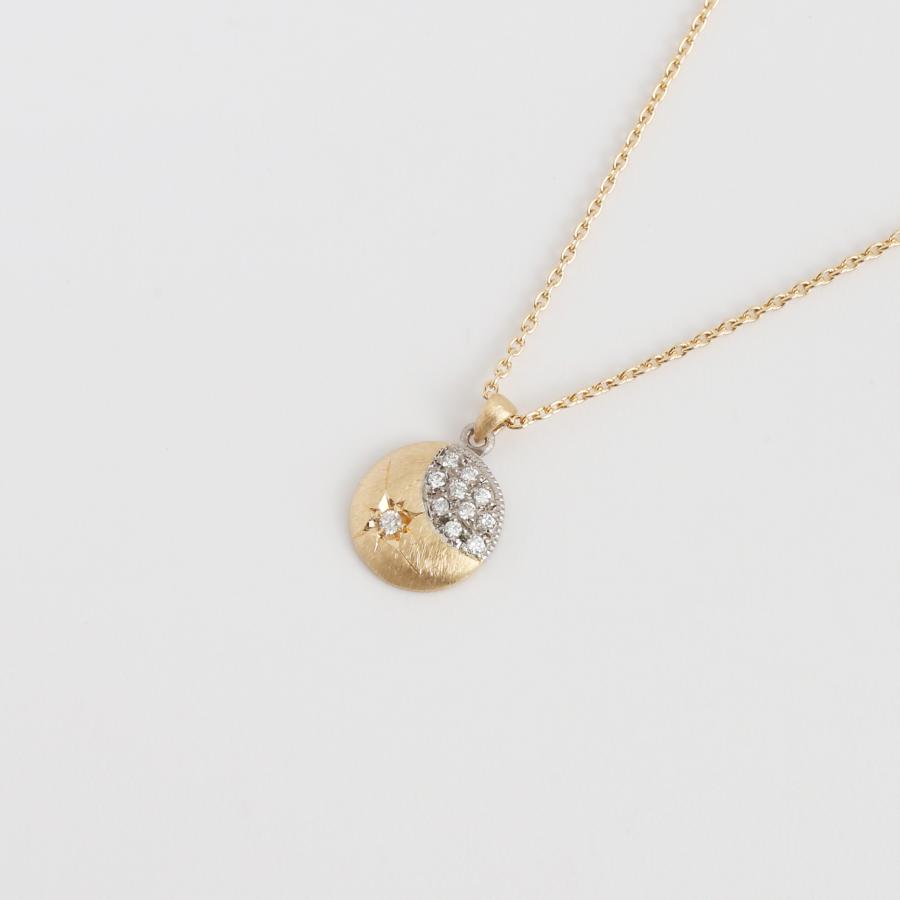三日月 ダイヤモンド コンビカラー ネックレス レディース k18 18k 18金 ゴールド ホワイトゴールド ギフト プレゼント  Mikazuki Necklaceの画像