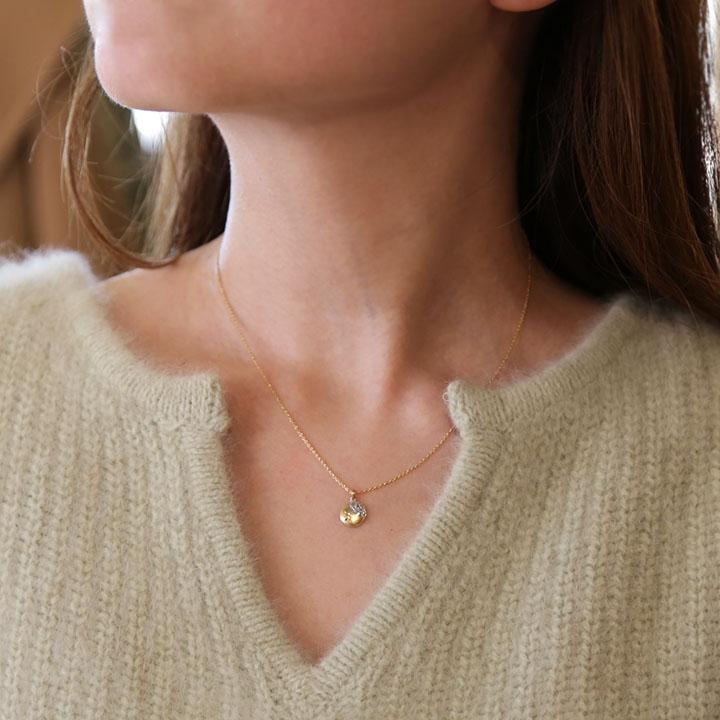 三日月 ダイヤモンド コンビカラー ネックレス レディース k18 18k 18金 ゴールド ホワイトゴールド ギフト プレゼント  Mikazuki Necklaceの画像