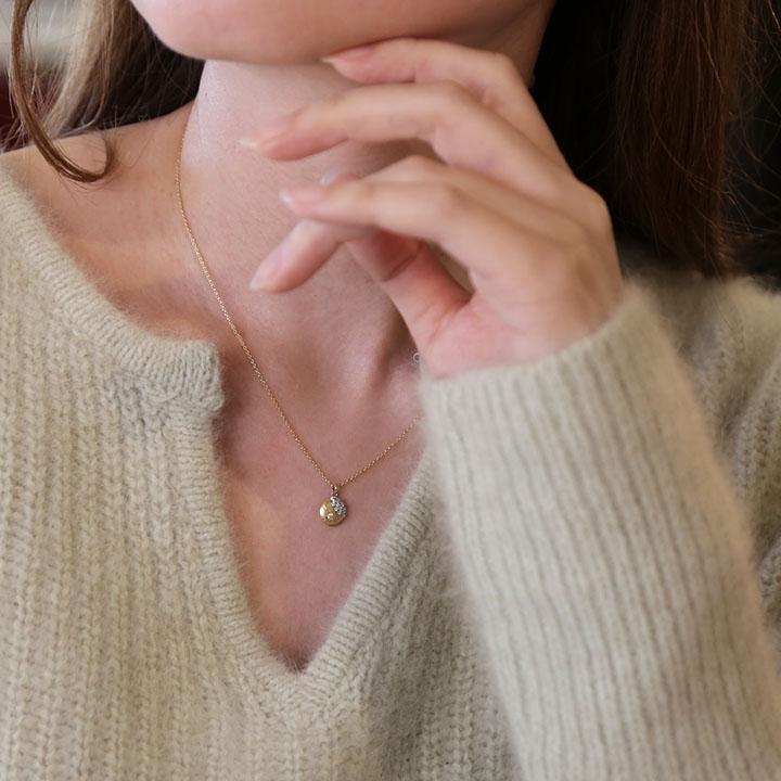 三日月 ダイヤモンド コンビカラー ネックレス レディース k18 18k 18金 ゴールド ホワイトゴールド ギフト プレゼント  Mikazuki Necklaceの画像