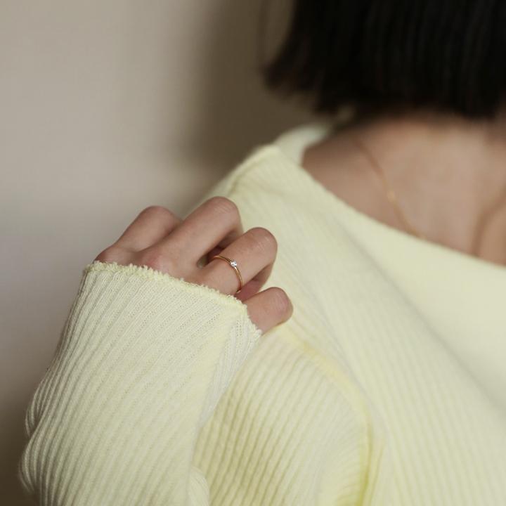 一粒 ダイヤモンド リング 指輪 レディース 一粒ダイヤ K10 K18 Pt900 ゴールド プラチナ シンプル ギフト プレゼント   Nudy Diamond Ring | Avaron | 12