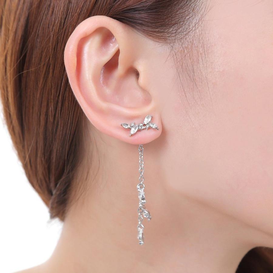 シルバーリーフ ピアス スワロフスキークリスタル : エイベクト ストア