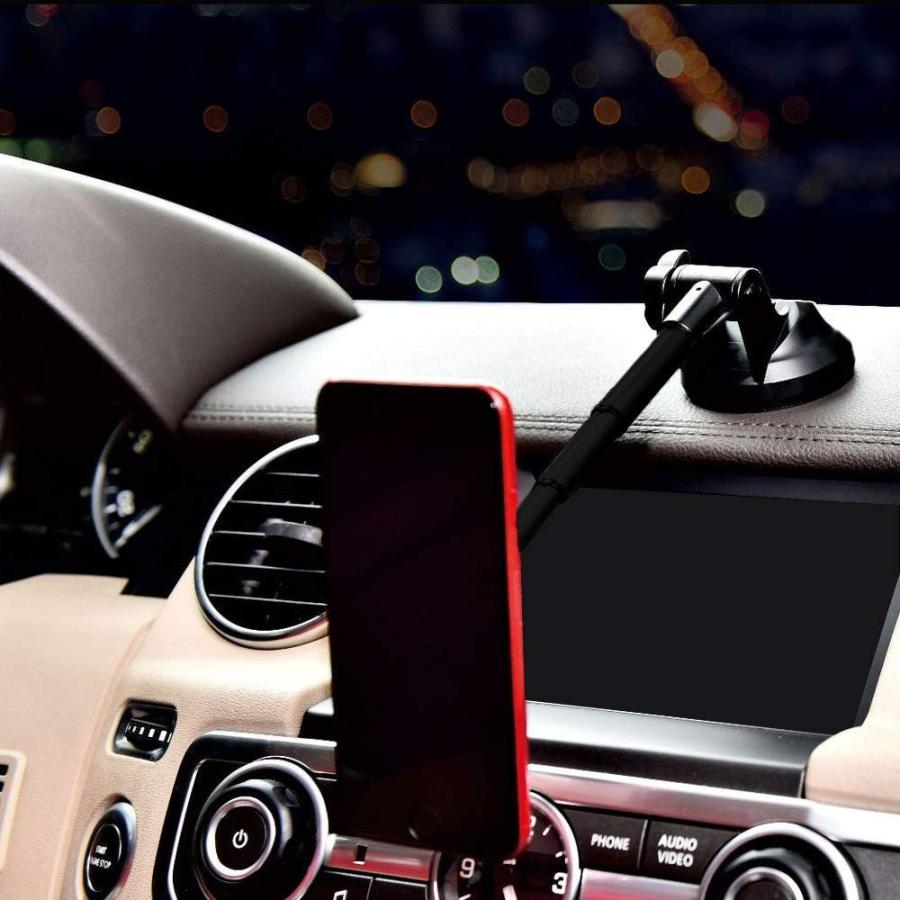 マグネット式 車載スマホホルダー 粘着ゲル吸盤で設置 伸縮アーム