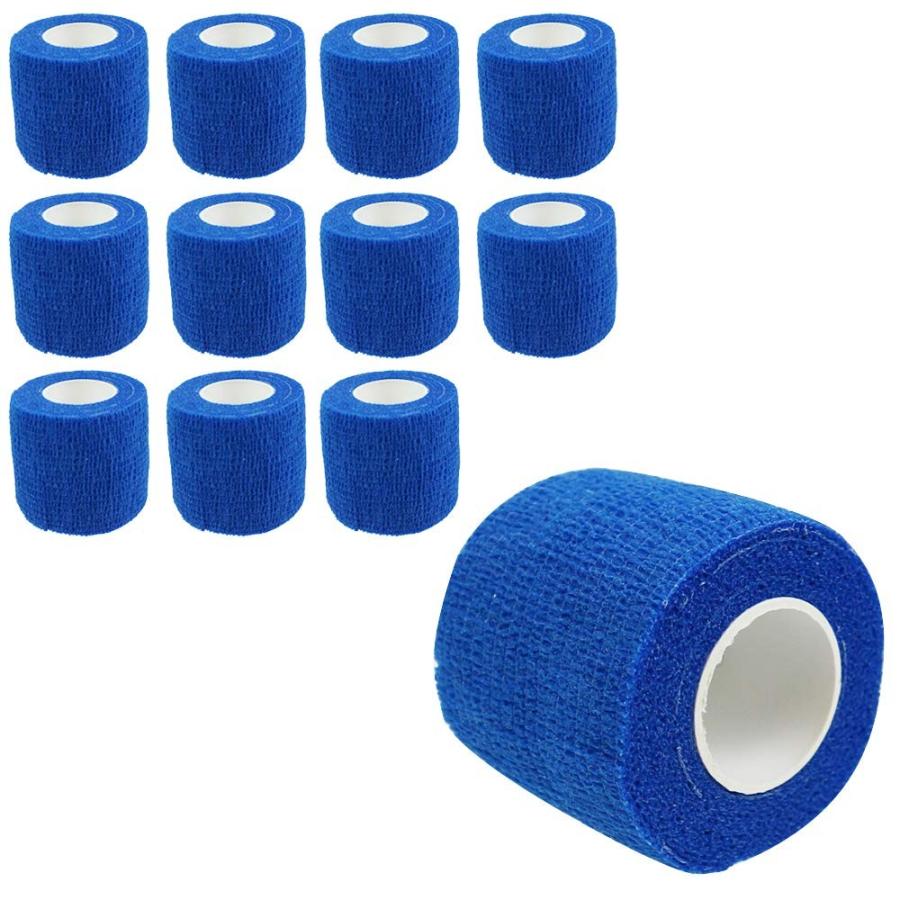 自己粘着性 伸縮包帯 弾性包帯 5cm X 4 5m テーピング 蒸れにくい 手で切れる ブルー 青 12巻セット エイベクト ストア 通販 Yahoo ショッピング