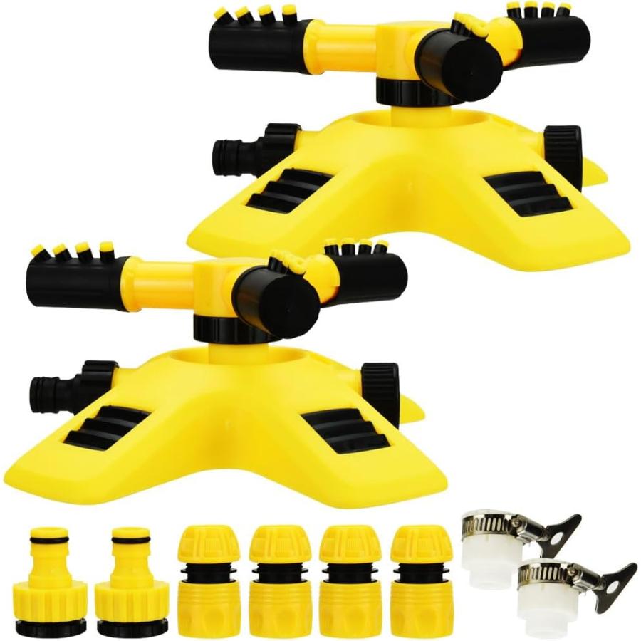 スプリンクラー 2個セット 360度回転 連結可能 庭 芝生 水やり 自動