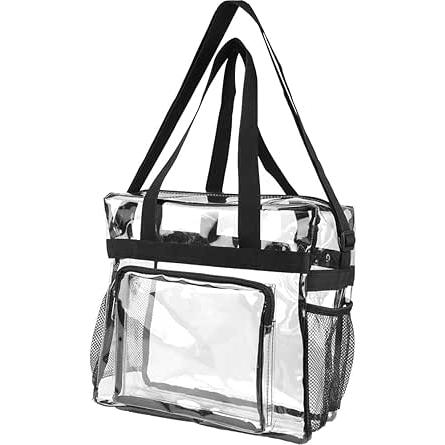 クリアバッグ ショルダー/トート 外ポケット付き 荷物検査 27cm×28cm
