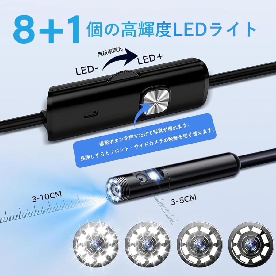 ファイバースコープ カメラ デュアルレンズ 7.8mm 極細レンズ 防水