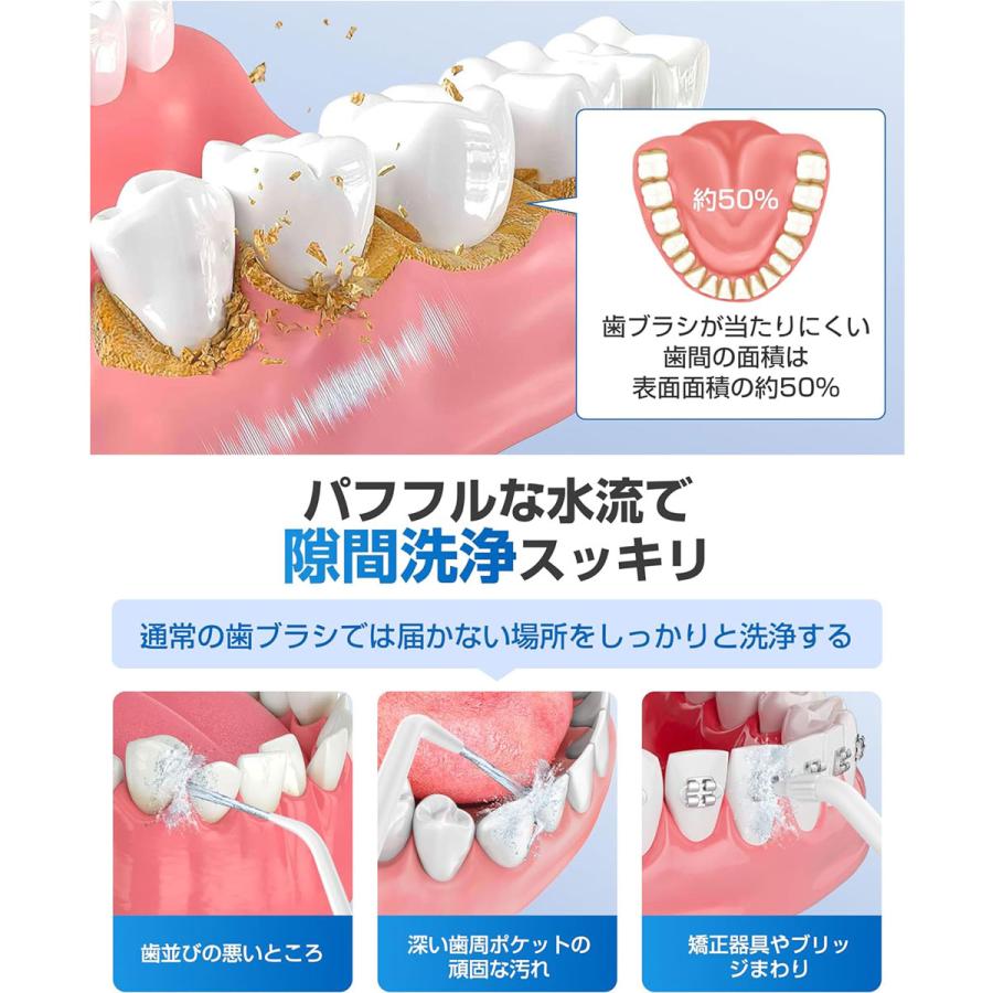口腔洗浄器 ジェットウォッシャー 5種類の水流モード 350MLタンク 替え