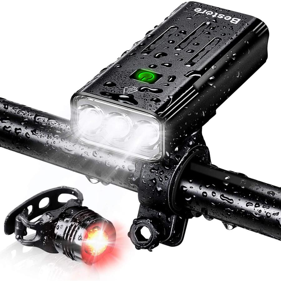 自転車 ヘッドライト 5200mAh大容量 USB充電式 防水 LEDヘッドライト