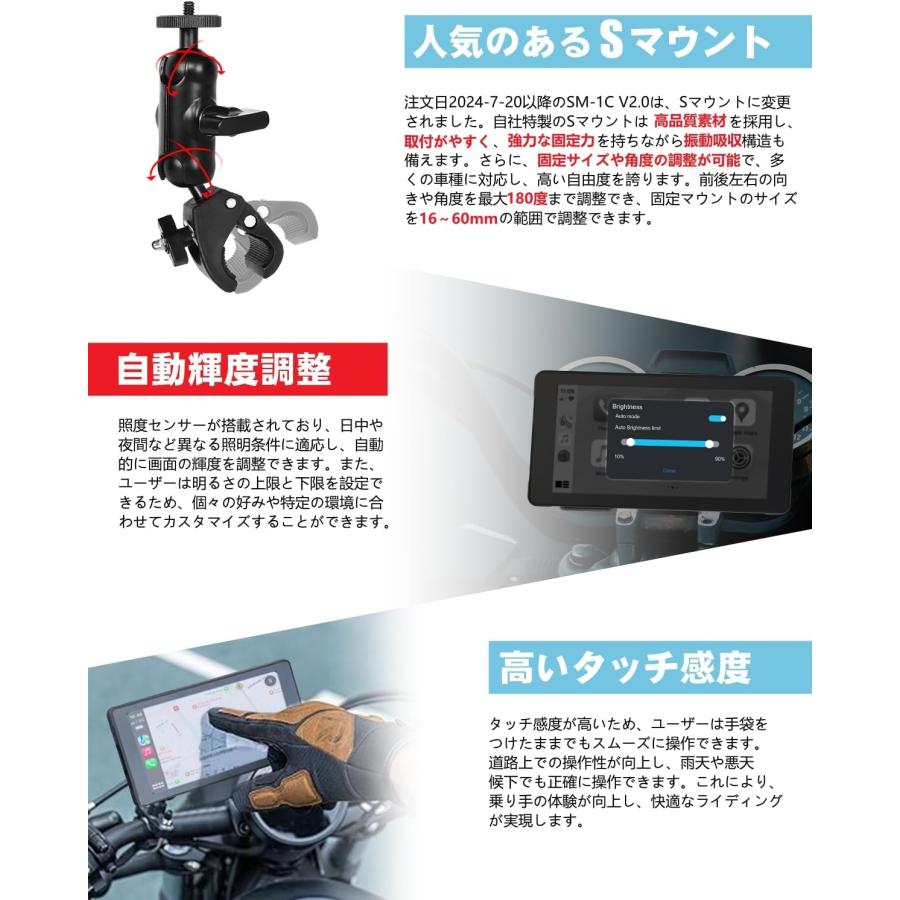バイク用 スマートモニター バイク ナビ ディスプレイ 超薄型 USB給電
