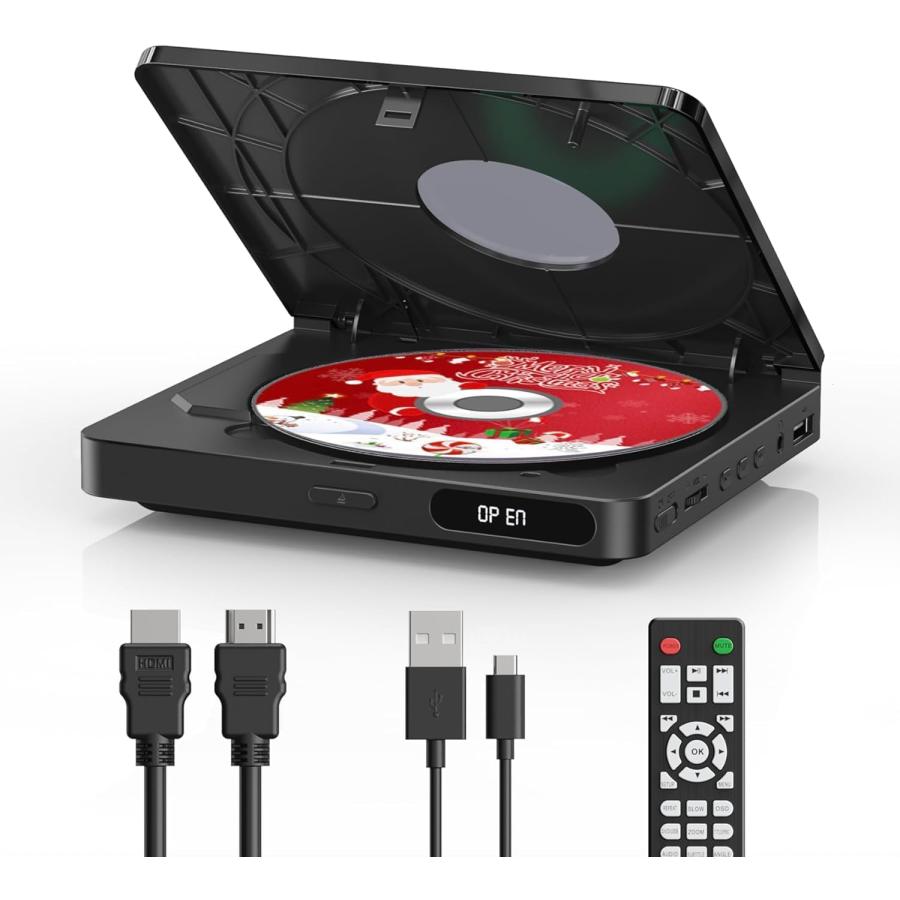ミニ DVDプレーヤー 携帯式DVDプレーヤー リージョンフリー CPRM対応 テレビやプロジェクターなどに接続して再生可能 HDMI/USB