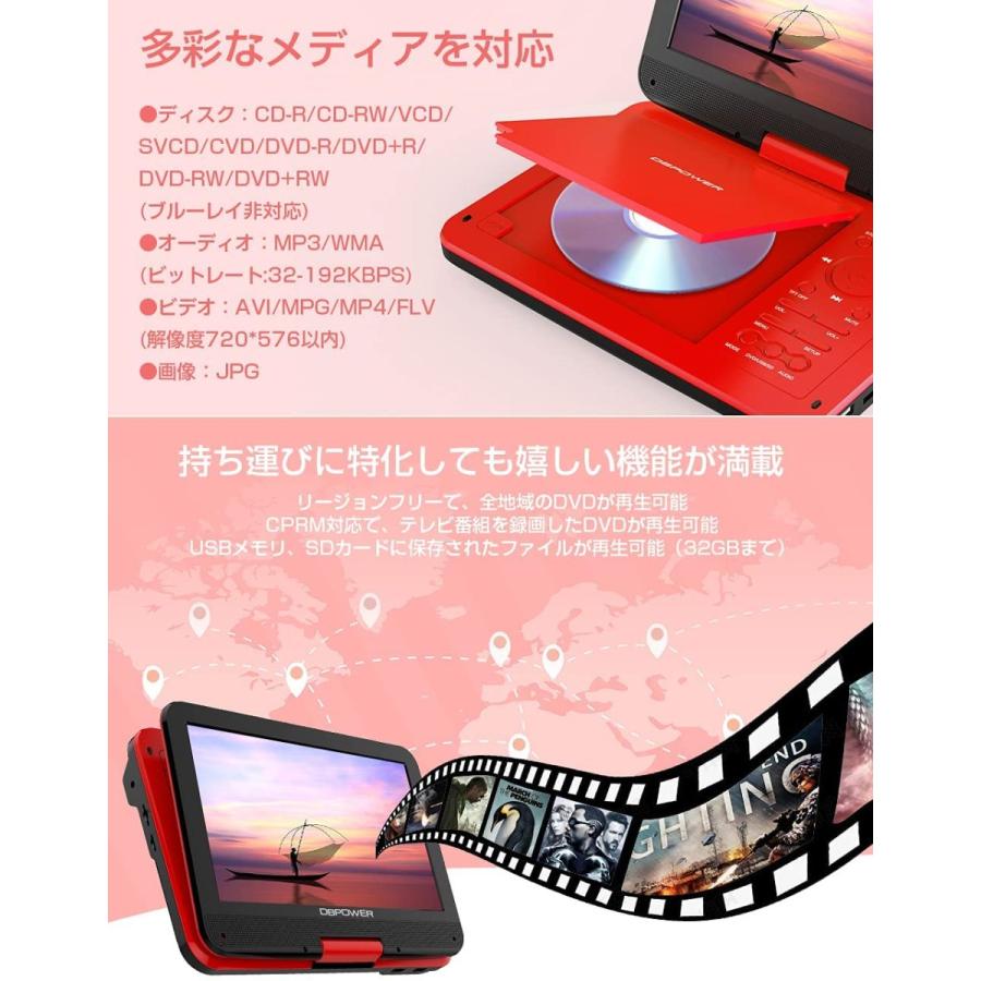 ポータブルDVDプレーヤー 12.5型 車載用ホルダー付き 10.5インチ液晶 5