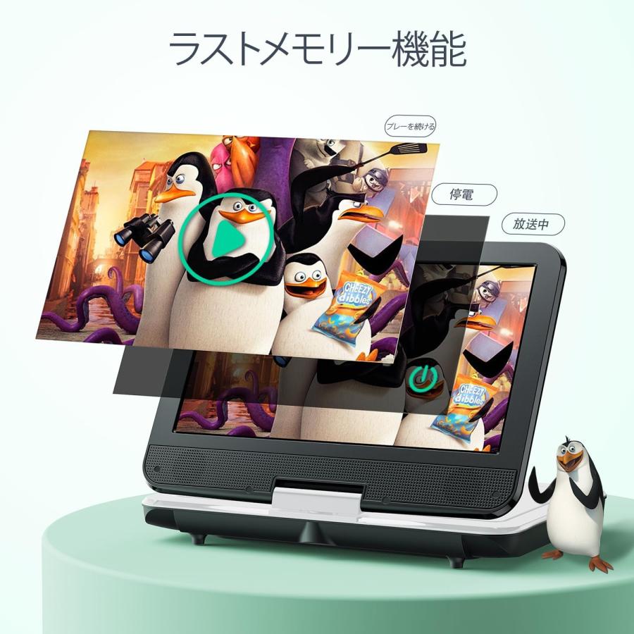 ポータブルDVDプレーヤー 12.5インチ 10.5インチ LCD 4~6時間再生 充電