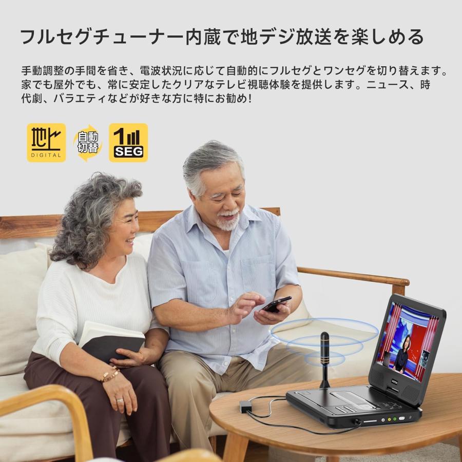 ポータブル DVDプレーヤー 12.5型 フルセグチューナー内蔵 地デジ放送