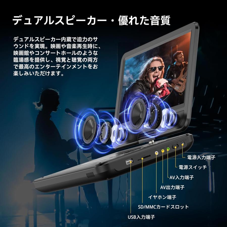 ポータブル DVDプレーヤー 12.5型 フルセグチューナー内蔵 地デジ放送