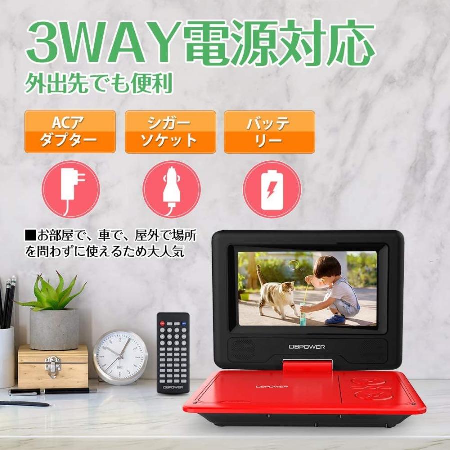 ポータブルDVDプレーヤー 7.5インチ 5時間連続再生 車載
