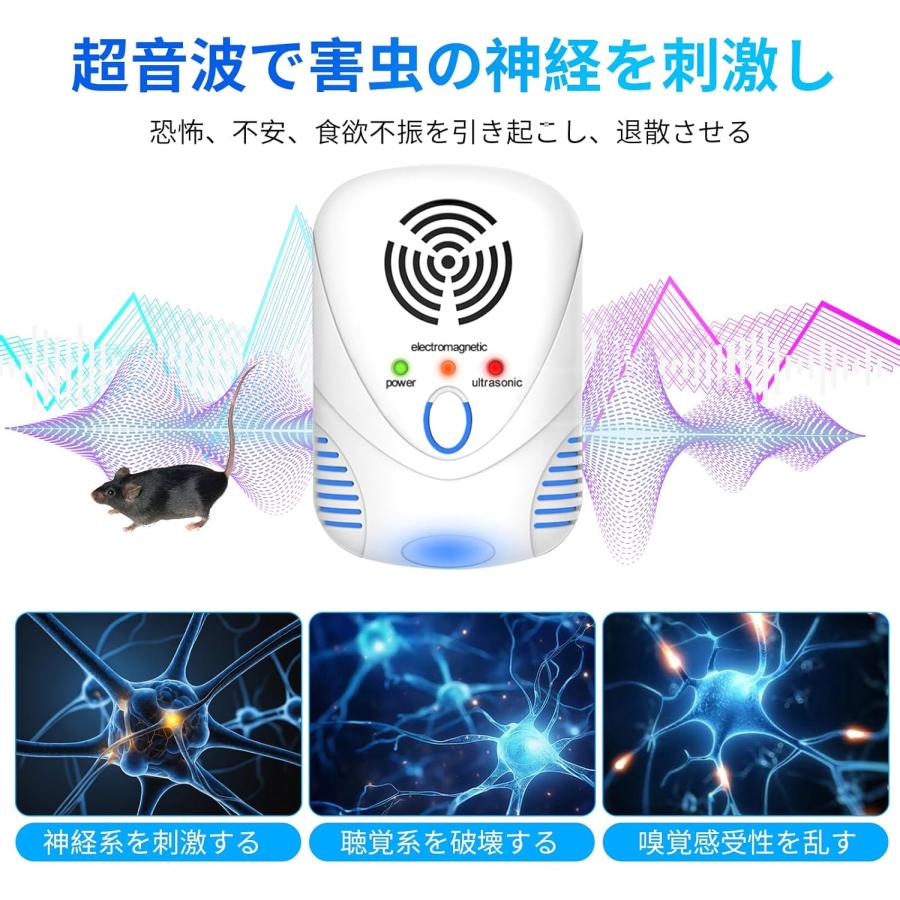 2個セット ネズミ 駆除 超音波ネズミ駆除器 ゴキブリ対策 虫除け 害虫