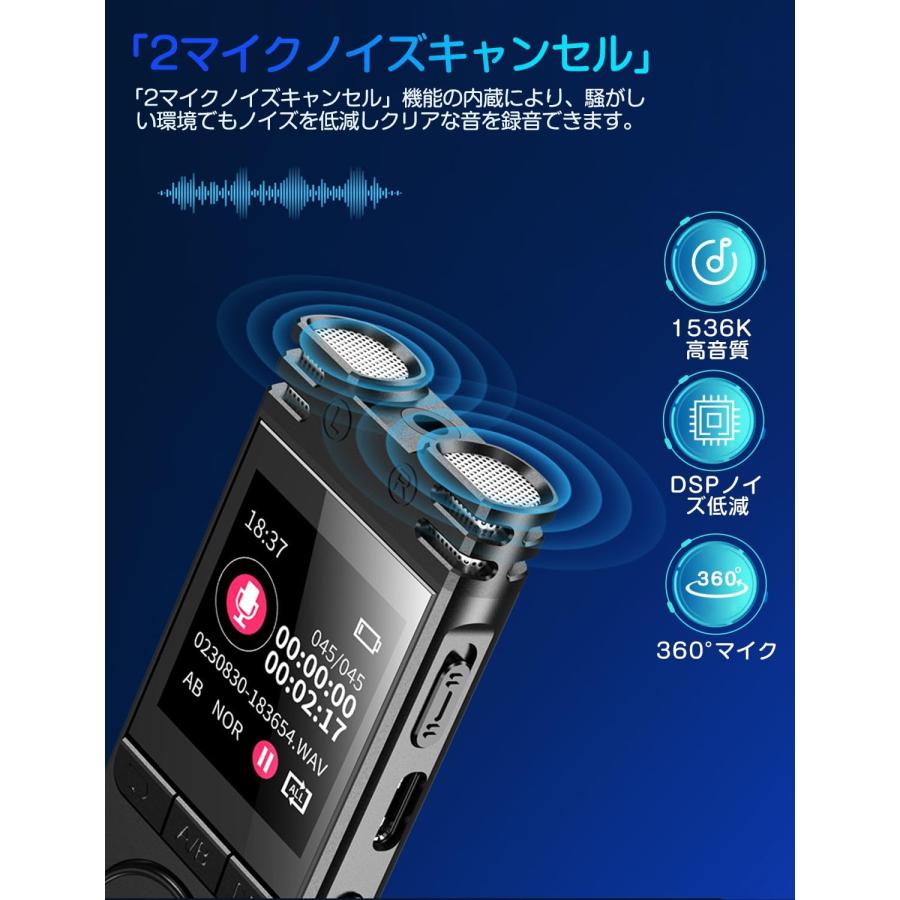 ボイスレコーダー ICレコーダー 小型 録音機 128GB SDカードが付属 大