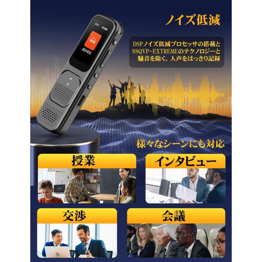 ボイスレコーダー ICレコーダー 小型 録音機 64GB micro SDカード付き