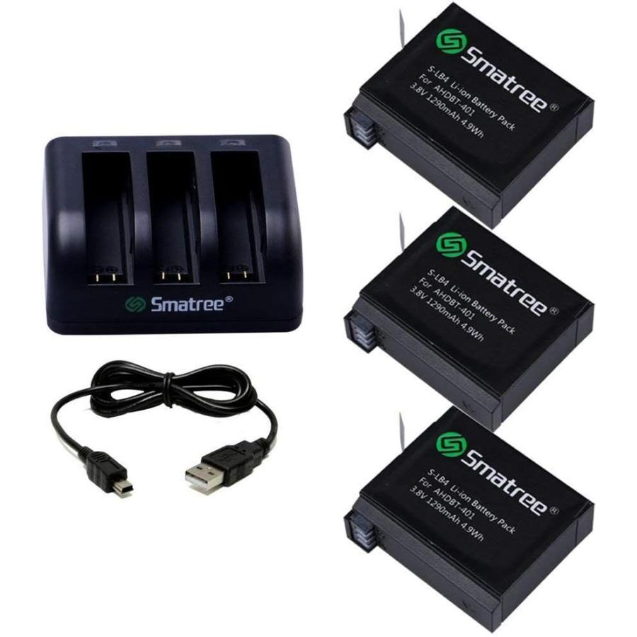 GoPro Hero4用 1290mAh バッテリー3 個 ＋充電器 GoPro用 バッテリー