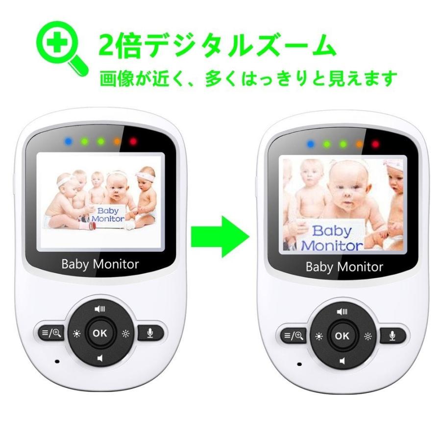 ワイヤレス ベビーモニター ベビーカメラ 双方向音声 ズームレンズ