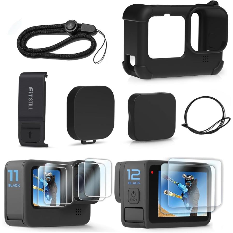 GoPro ゴープロ hero10/Hero9アクセサリー 保護フィルム+電池カバー+ 