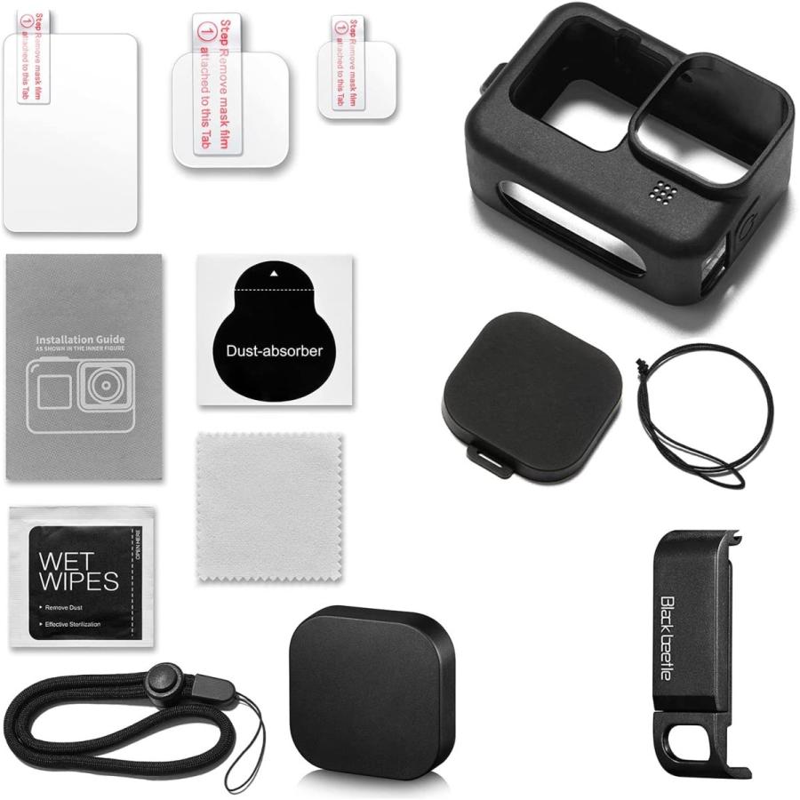 GoPro ゴープロ hero10/Hero9アクセサリー 保護フィルム+電池カバー+ 