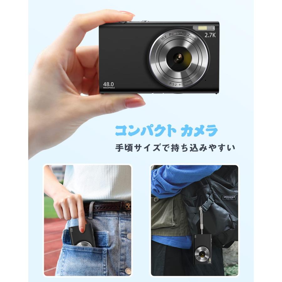 デジタルカメラ デジカメ コンパクト HDカメラ 32gカード付 1080P 4800万画素 16倍ズーム 軽量 携帯便利 2.88インチ30万画素 AKM-218｜avenir7｜09