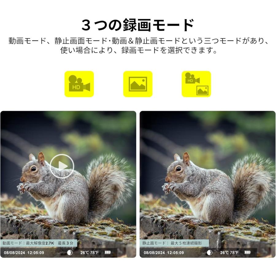 トレイルカメラ 2台セット 小型 防犯カメラ 野生動物監視カメラ 動画