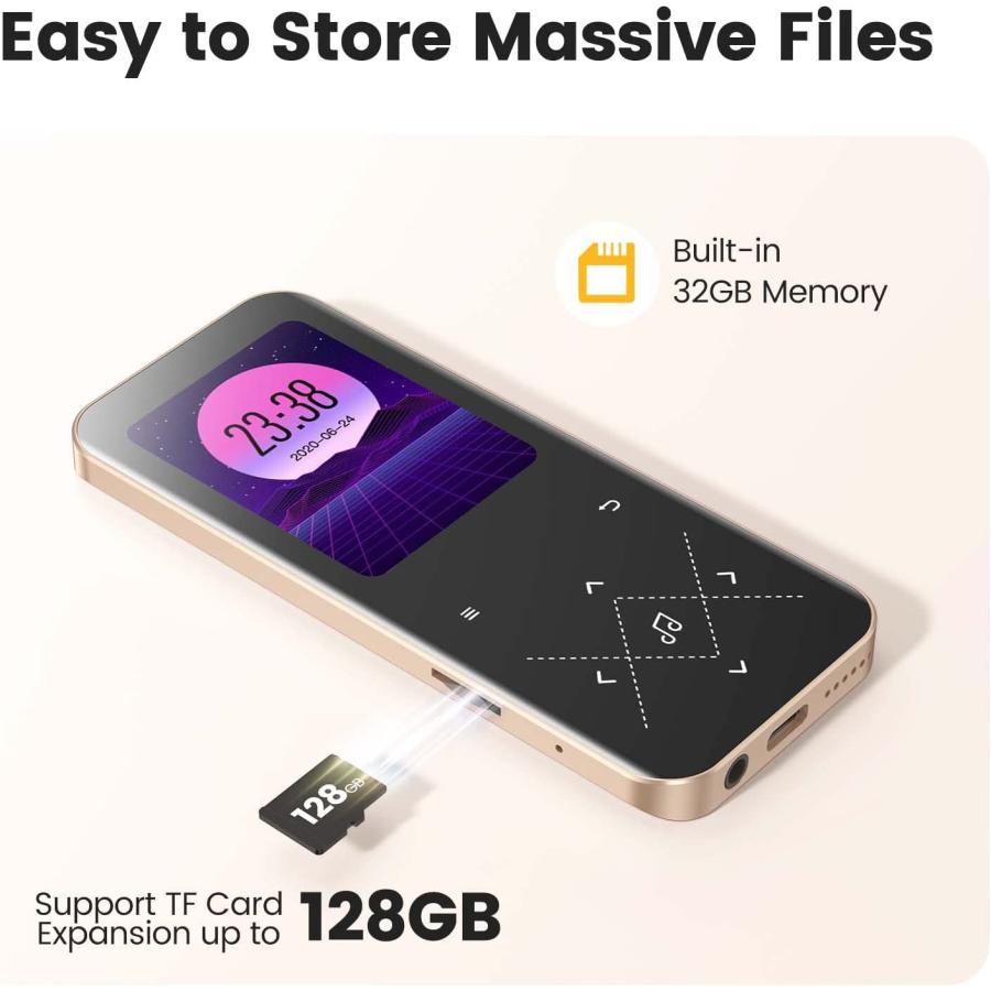 音楽プレイヤー MP3プレーヤー Bluetooth5.3 内蔵32GB HiFi ダイレクト録音 内蔵