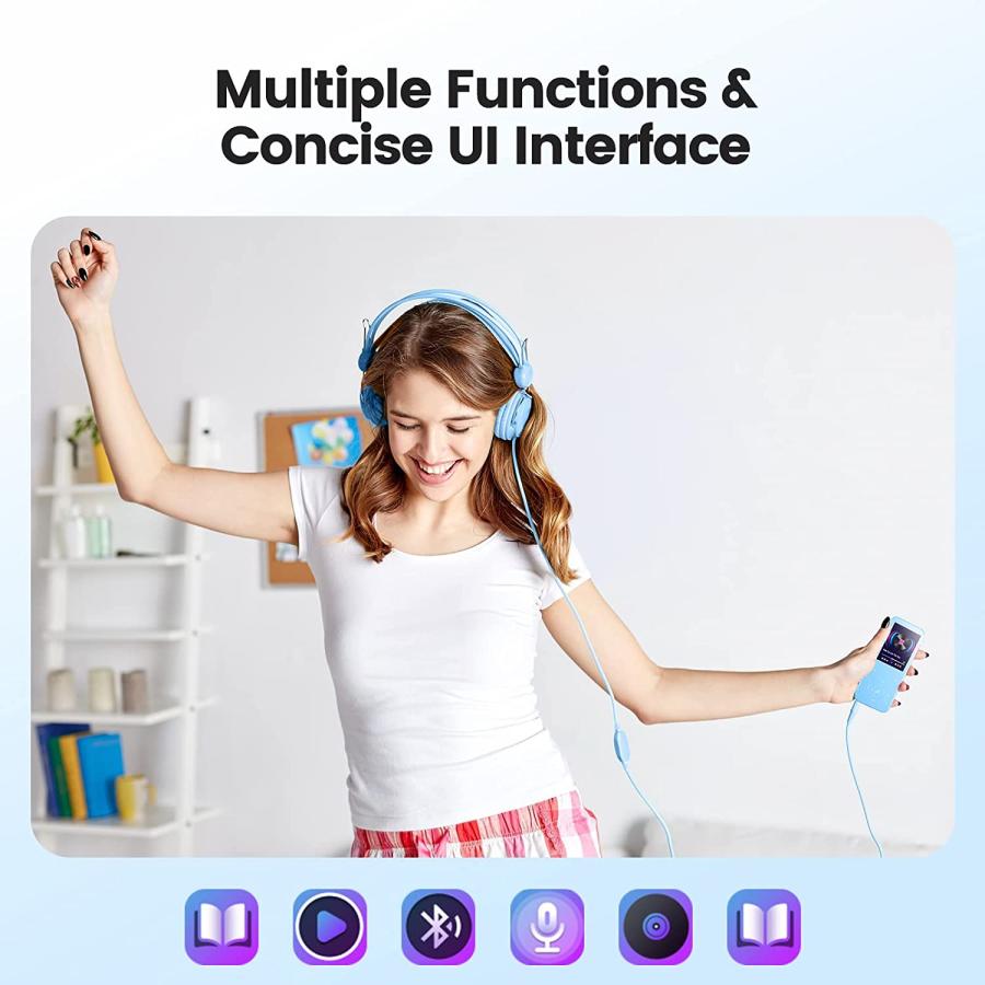 MP3プレーヤー ブルー Bluetooth5.3 内蔵32GB HiFi ダイレクト録音