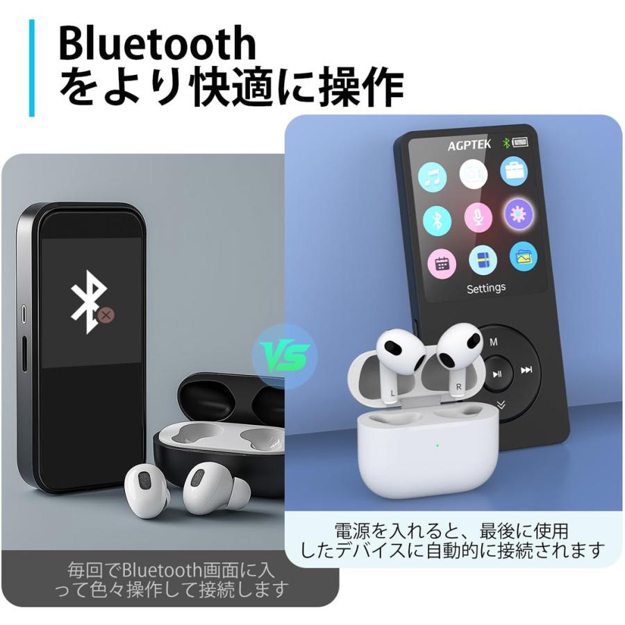 MP3プレーヤー Bluetooth5.3 32GB内蔵 HiFi音質 ダイレクト録音対応
