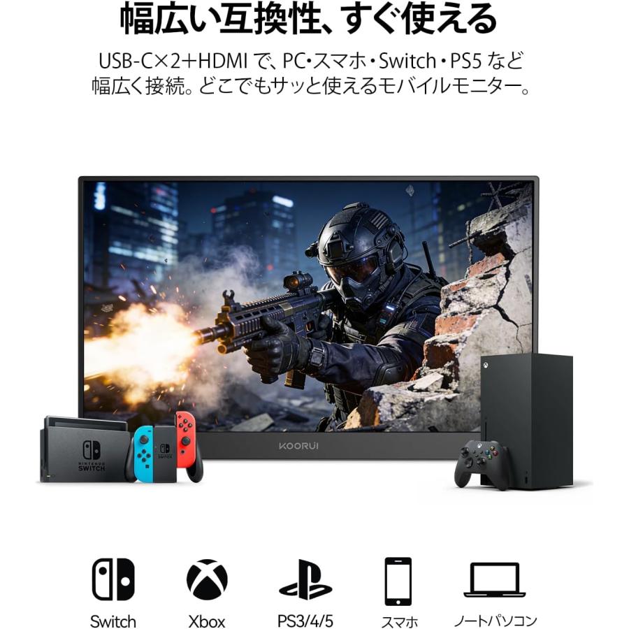 モバイルモニター 15.6インチ FHD ポータブルモニター Fast IPSパネル