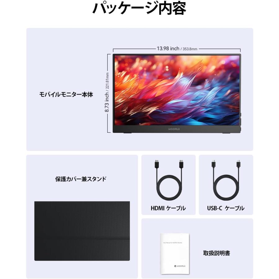 モバイルモニター 15.6インチ FHD ポータブルモニター Fast IPSパネル