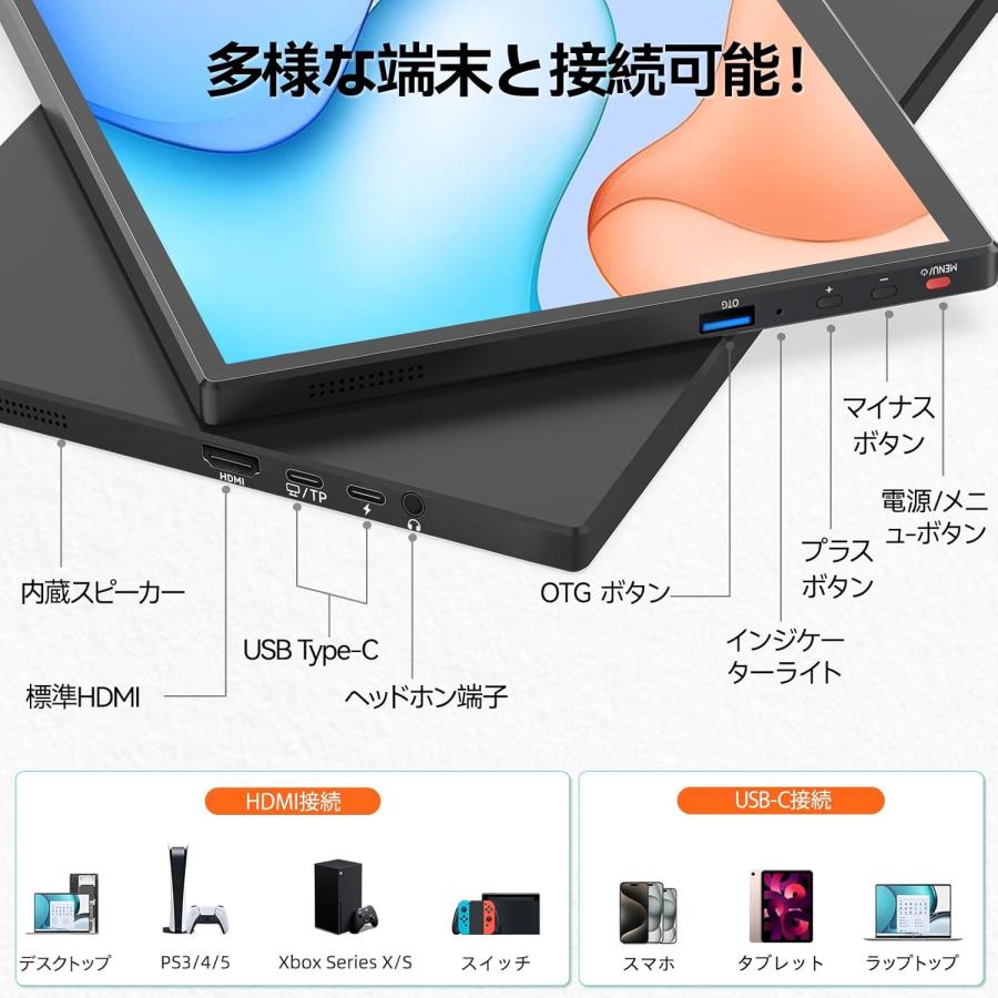 モバイルモニター 10.5インチ タッチパネル 10点タッチ 高輝度420nits