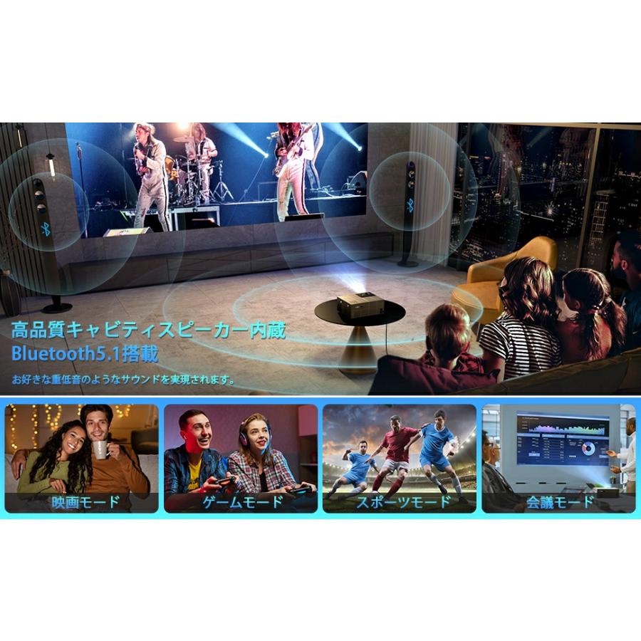 プロジェクター 100スクリーン付き 26000LM 4K対応 1080P フルHD