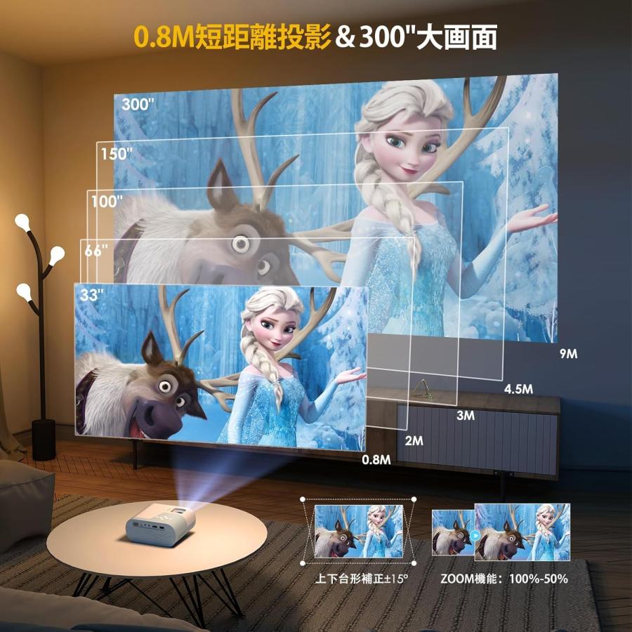 プロジェクター 5G WiFi 1080P 4K 軽量 短距離投影 HiFi音響 avenir7_apj-075