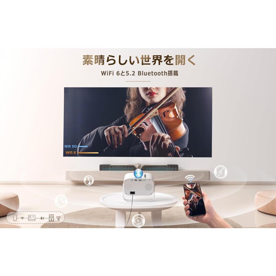 プロジェクター 360°回転可能 16000lm WIFI6 Bluetooth5.2 天井投影