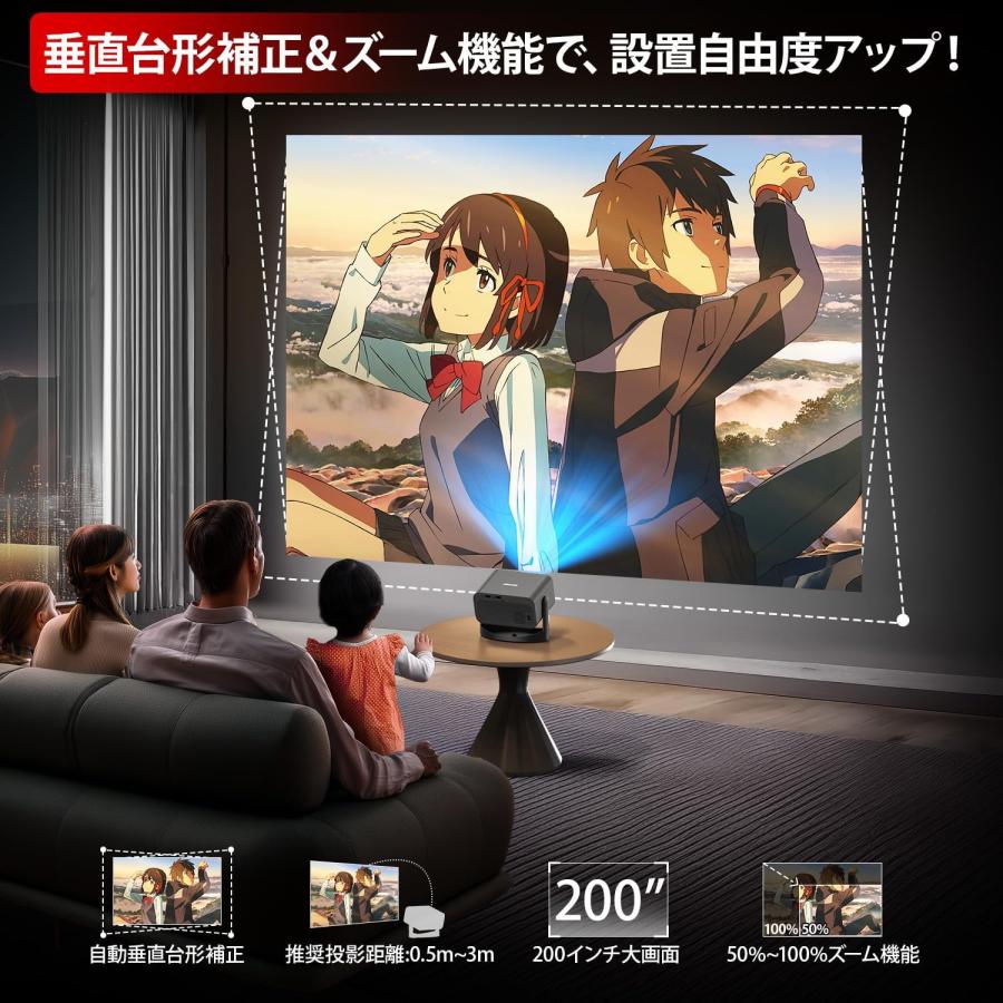 プロジェクター 家庭用 Bluetooth5.4 WIFI6 360°回転 18000LM 1080P 4K