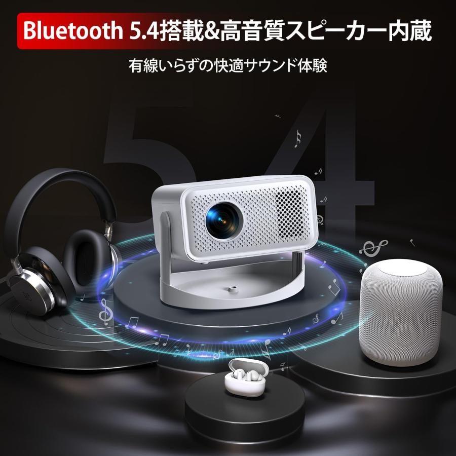 プロジェクター 360°回転 18000LM 1080P 4K対応 天井投影可能