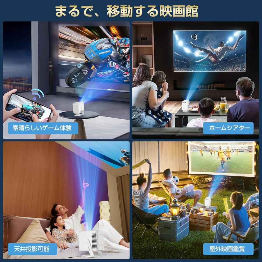 プロジェクター 家庭用 小型 360°回転 30000lm 高輝度 4K超高精細10W